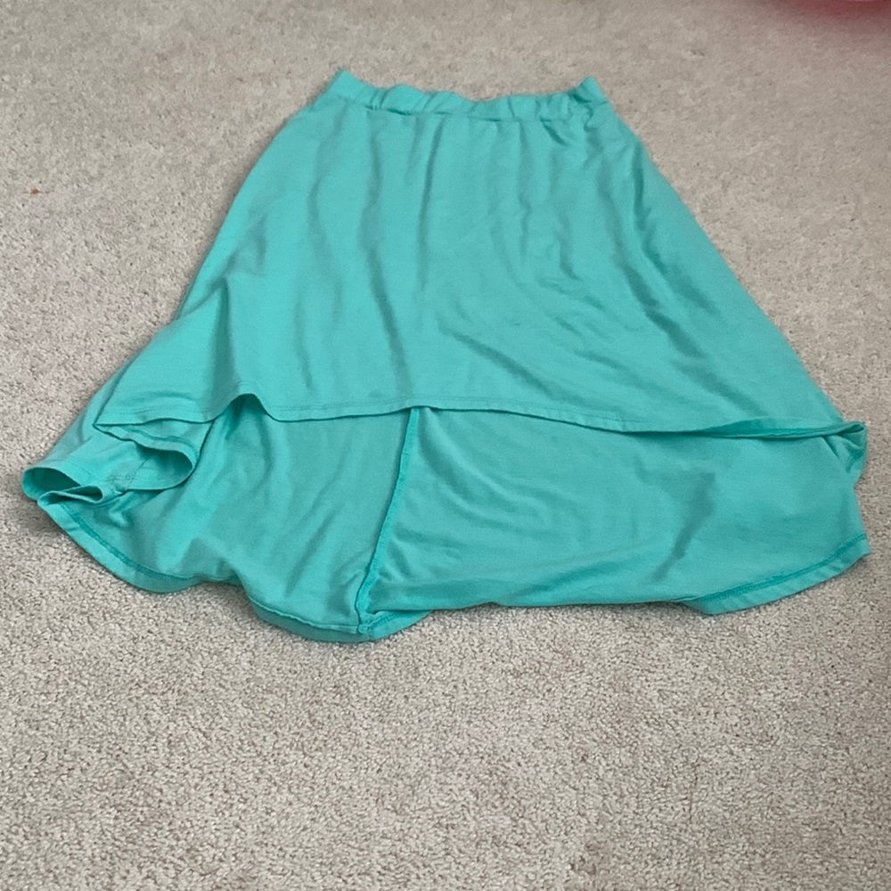 Teal green long girls skirt